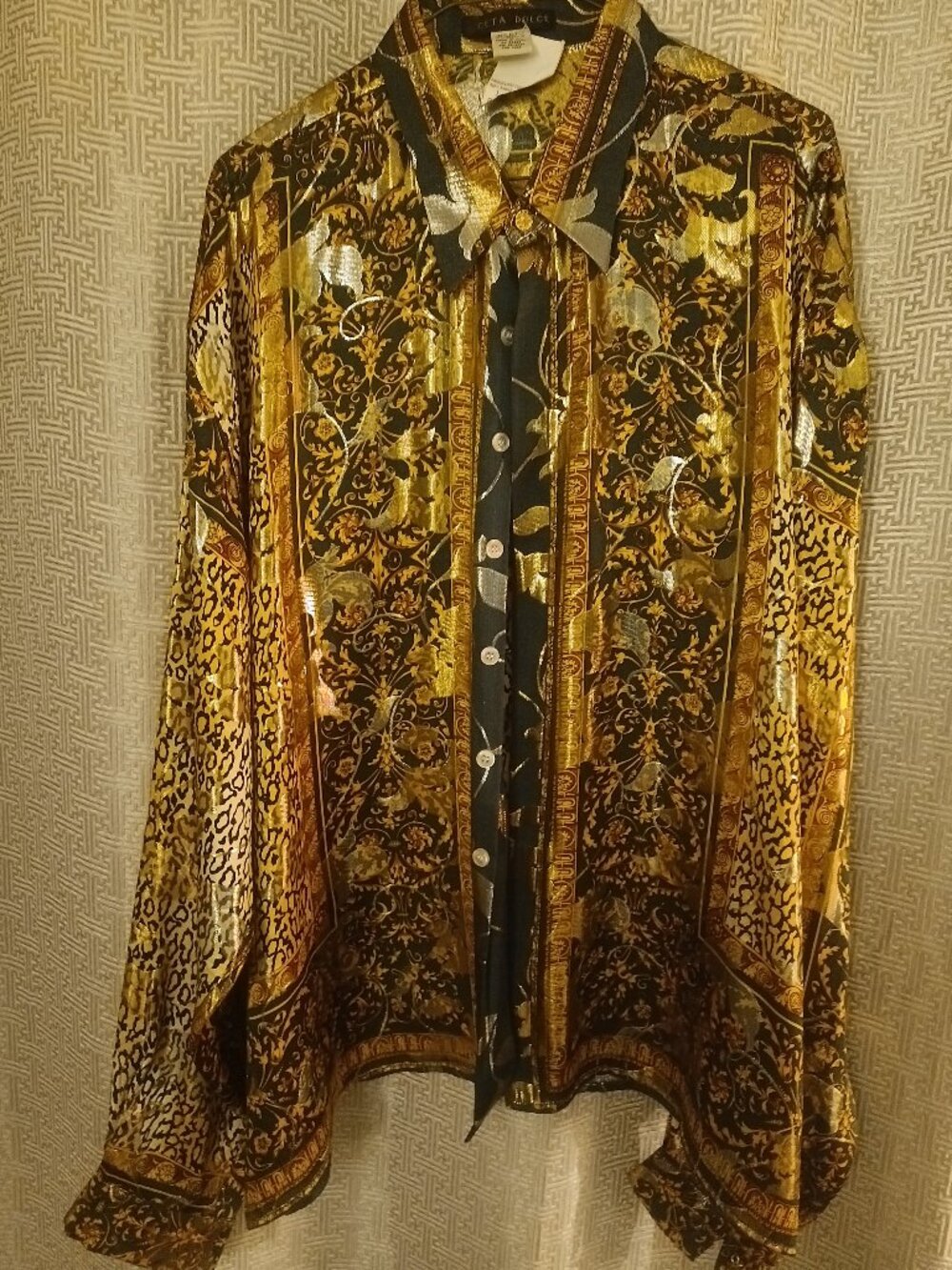 Vintage Ceta Dolce Men's Designer Silk Shirt Size XL